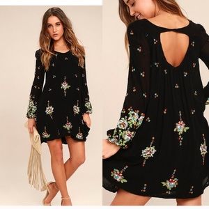 Free People Oxford Embroidered Black Tunic Dress